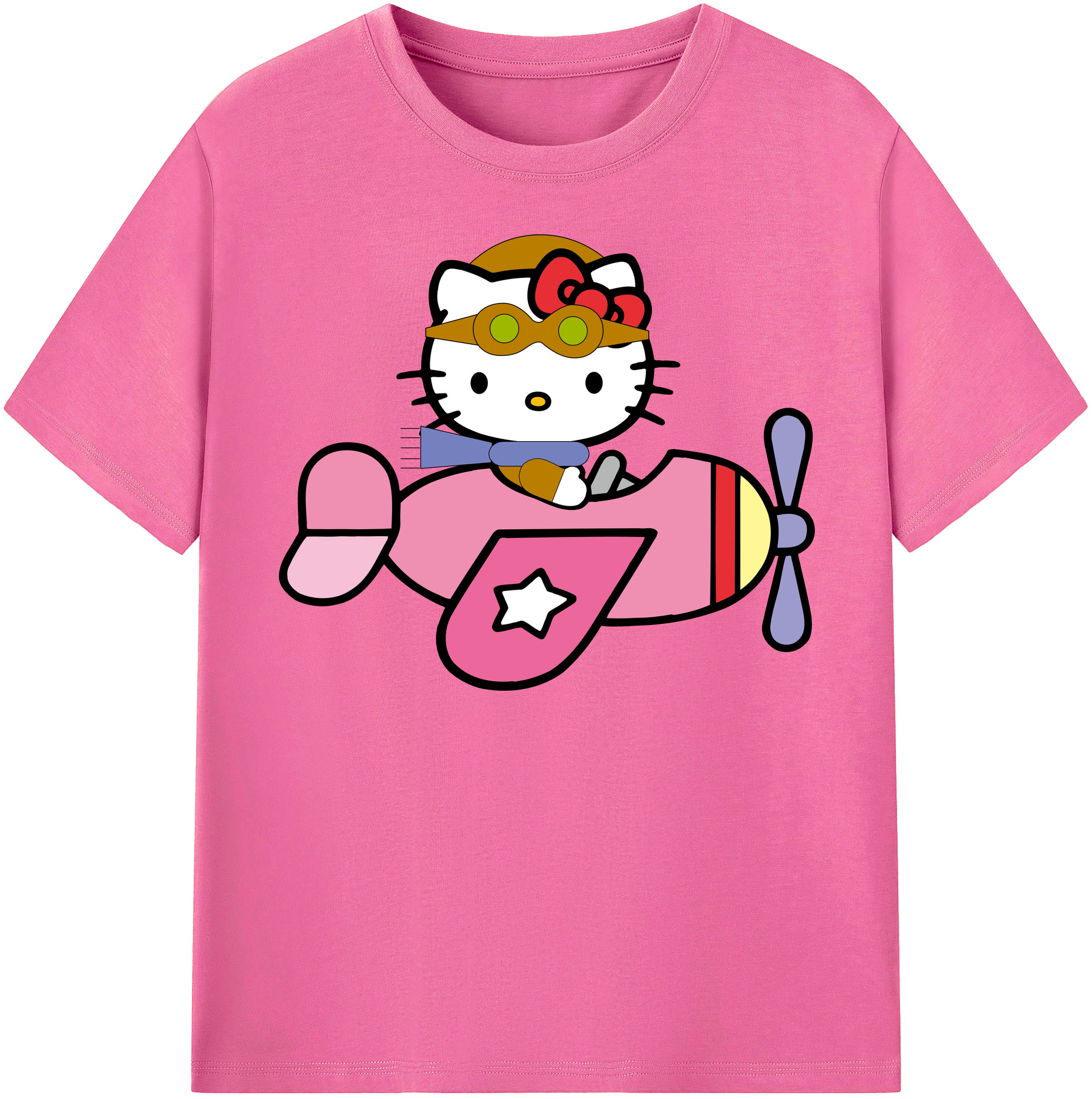 （画像用） Hello Kitty ハローキティ レディースカジュアルプリントTシャツ（綿100％）